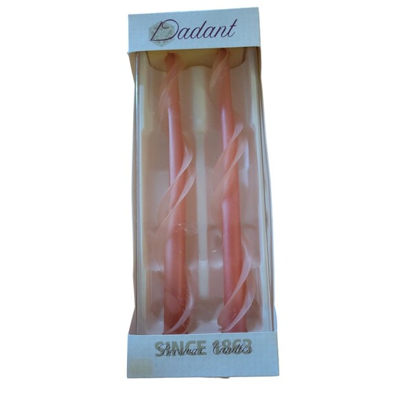 Dadant Other - Dadant 12" Double Spiral Beeswax Candles Set of 2 Classic New Unused Mauve/Ivory